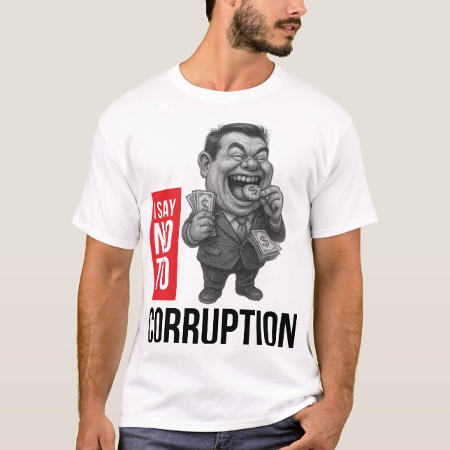 Anti Corruption | Caricature Sketch Art T-Shirt (Front)