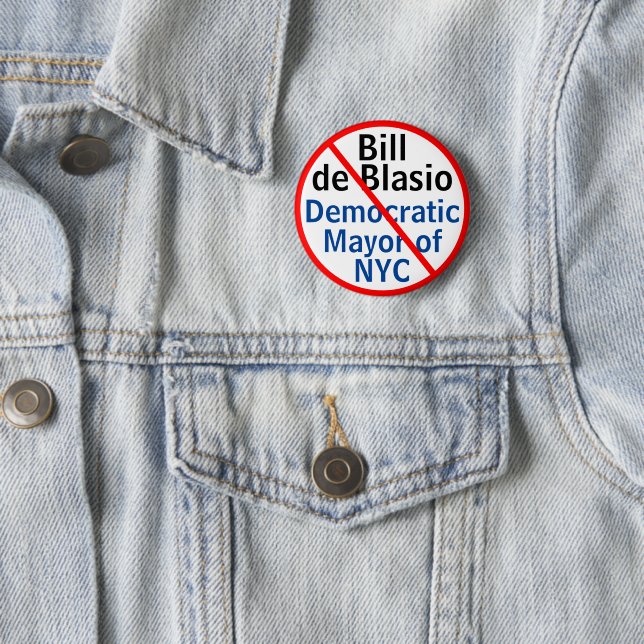 Anti Democratic Mayor de Blasio NYC EDIT Name Button (In Situ)