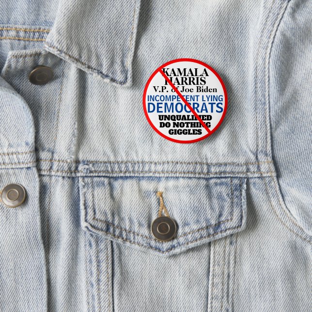 Anti Democratic Party Biden Harris Button (In Situ)