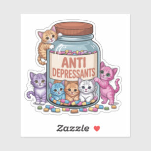 Anti-Depressants Jar Full of Kittens Sticker