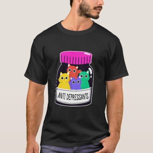 Anti Depressants Pill Box With Cats Antidepressant T_Shirt