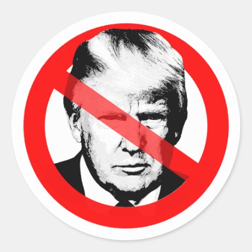 Anti Donald J Trump Crossed Out Face Classic Round Sticker