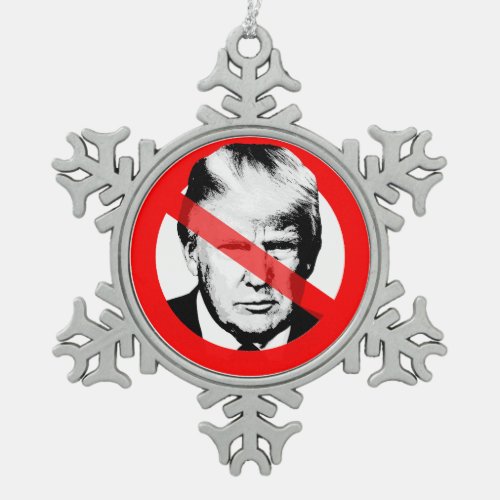 Anti Donald J Trump Crossed Out Face Snowflake Pewter Christmas Ornament