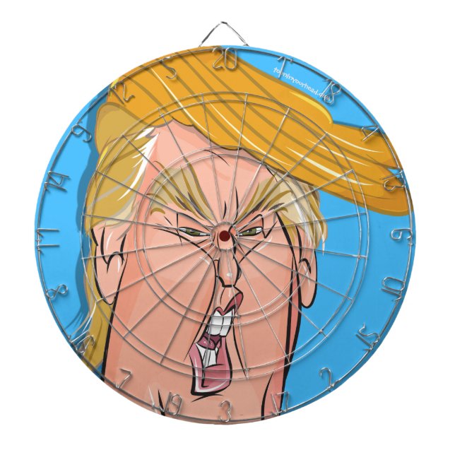 Anti Donald Trump - Cartoon Dartboard With Darts (Front)
