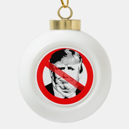 Anti Donald Trump Chin Crossed Out Face Ceramic Ball Christmas Ornament