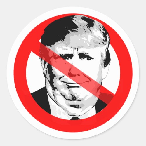 Anti Donald Trump Chin Crossed Out Face Classic Round Sticker