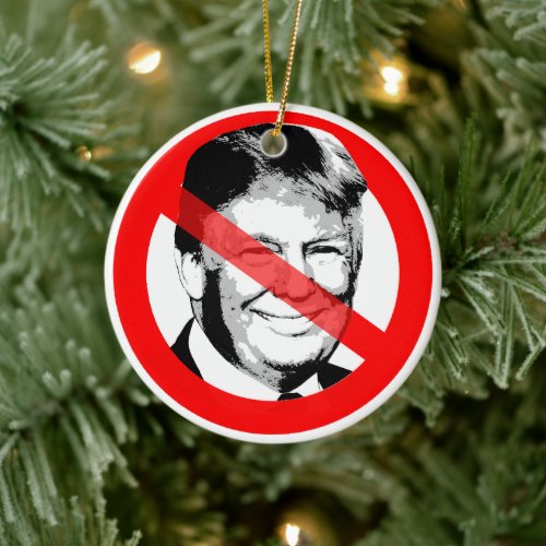 Anti Donald Trump Crossed Out Face Ceramic Ornament
