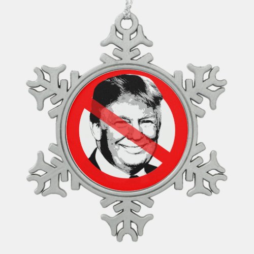 Anti Donald Trump Crossed Out Face Snowflake Pewter Christmas Ornament