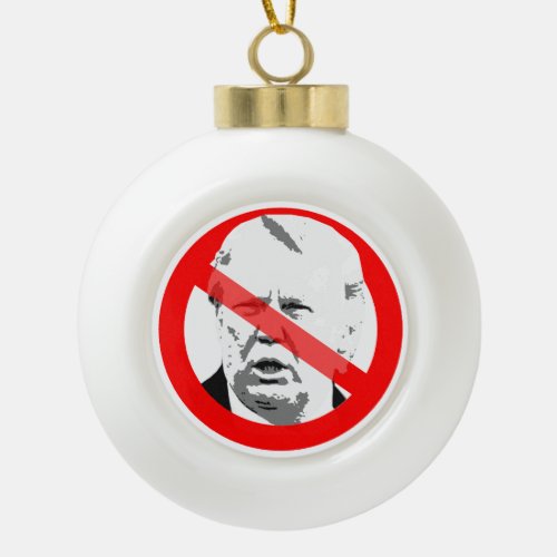 Anti Donald Trump Dementia Crossed Out Face Ceramic Ball Christmas Ornament