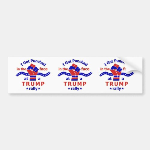Anti Donald Trump Funny Punched in Face 3 Bumper Sticker