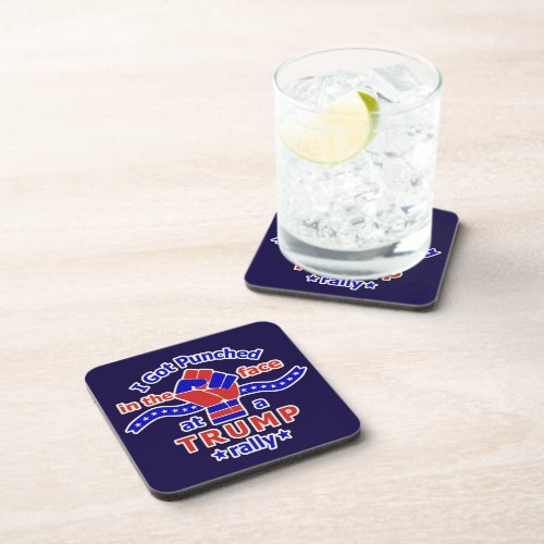 Anti Donald Trump Funny Punched in Face Beverage Coaster