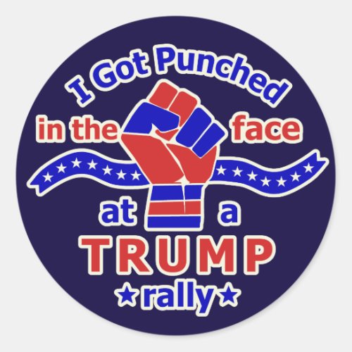 Anti Donald Trump Funny Punched in Face Classic Round Sticker