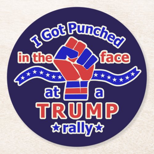 Anti Donald Trump Funny Punched in Face Round Paper Coaster