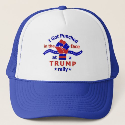 Anti Donald Trump Funny Punched in Face Trucker Hat