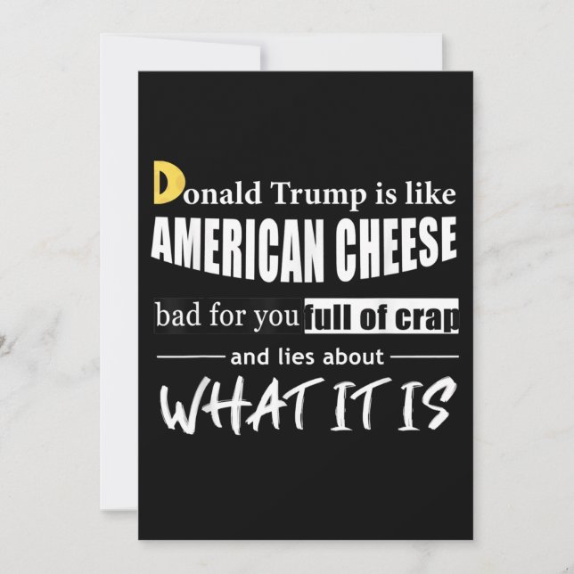 Anti Donald Trump is like American Cheese Women Invitation (Front)