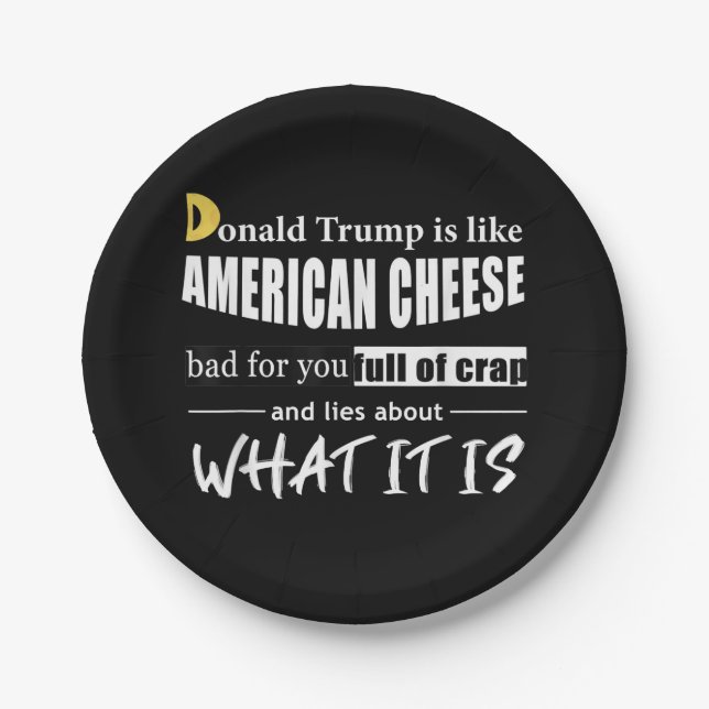 Anti Donald Trump is like American Cheese Women Paper Plates (Front)