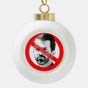 Anti Donald Trump Jr. Crossed Out Face Ceramic Ball Christmas Ornament