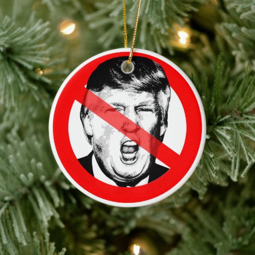 Anti Donald Trump Mouth Crossed Out Face Ceramic Ornament
