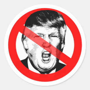 Anti Donald Trump Mouth Crossed Out Face Classic Round Sticker