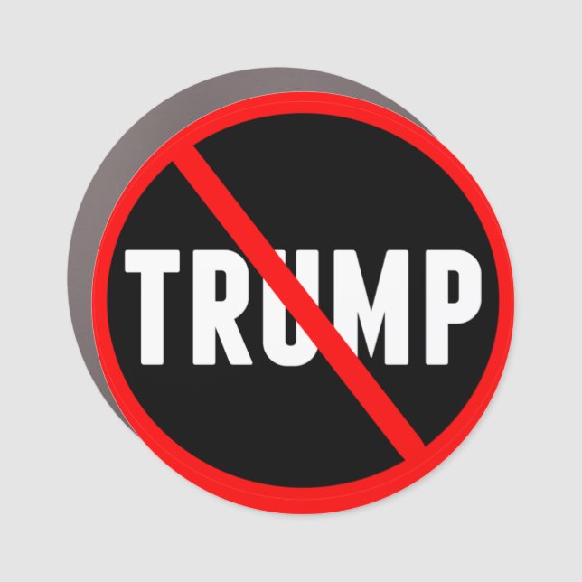 Anti Donald Trump Red Strikethrough Car Magnet (Front)