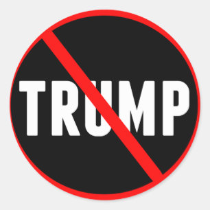 Anti Donald Trump Red Strikethrough Classic Round Sticker