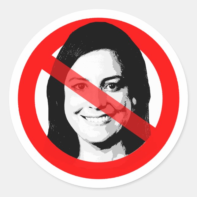 Anti Elise Stefanik Crossed Out Face Classic Round Sticker (Front)