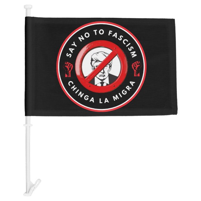 Anti-Facism Denim Jacket Car Flag (Front)