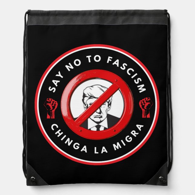 Anti-Facism Denim Jacket Drawstring Bag (Front)