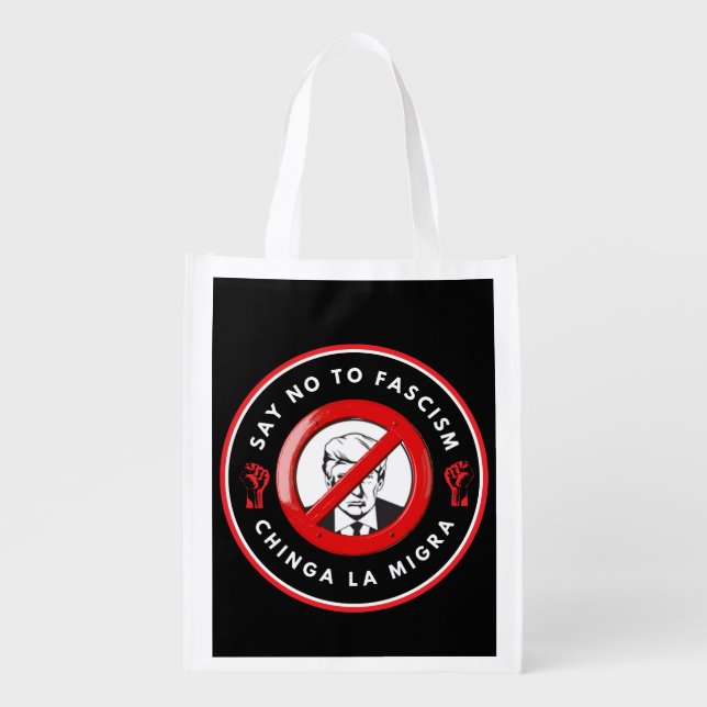 Anti-Facism Denim Jacket Grocery Bag (Front)