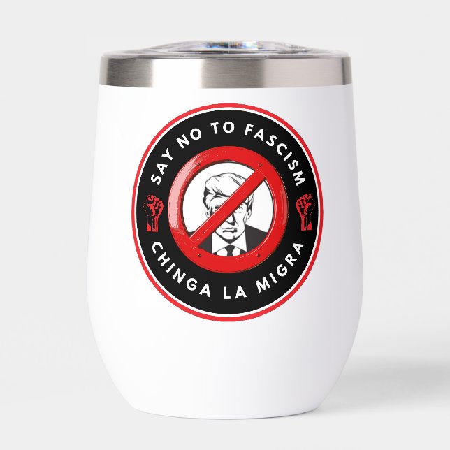 Anti-Facism Denim Jacket Thermal Wine Tumbler (Front)