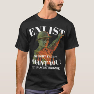 ANTI FASCIST BRIGADE ENLIST HIT EM HARD 2037 2038 T-Shirt