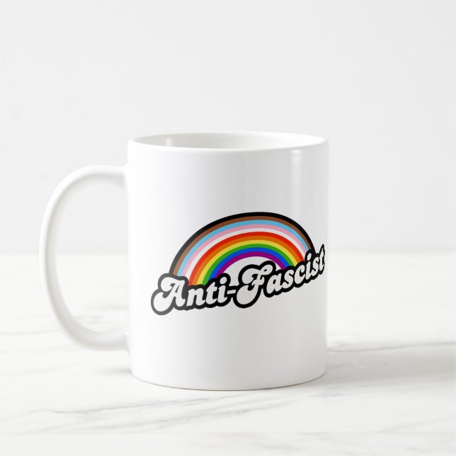 Anti-Fascist Rainbow Coffee Mug (Left)