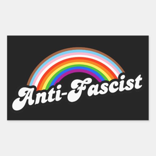 Anti_Fascist Rainbow Rectangular Sticker