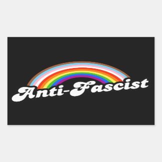 Anti-Fascist Rainbow Rectangular Sticker