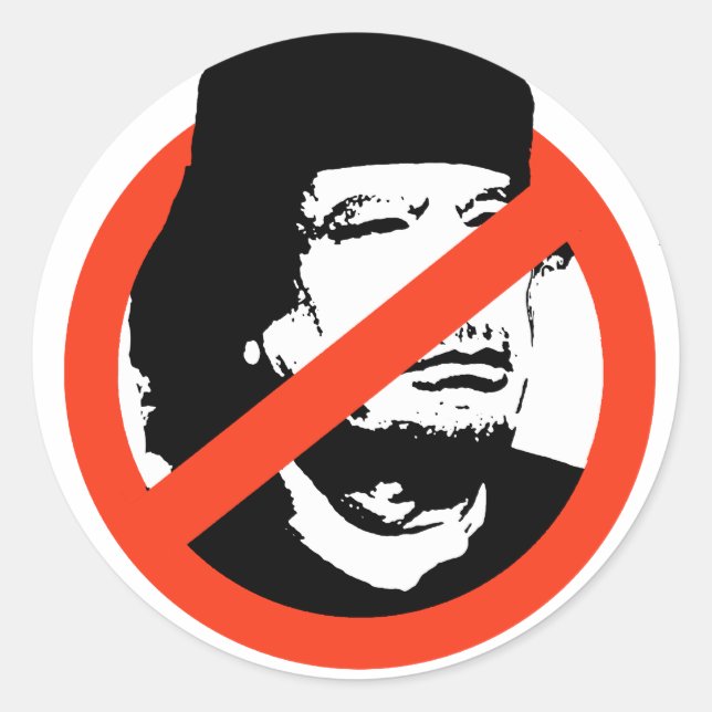 ANTI-GADDAFI CLASSIC ROUND STICKER (Front)