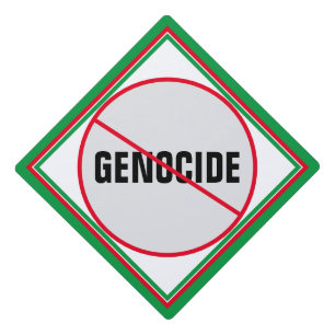 Anti-Genocide Red Green  Graduation Cap Topper