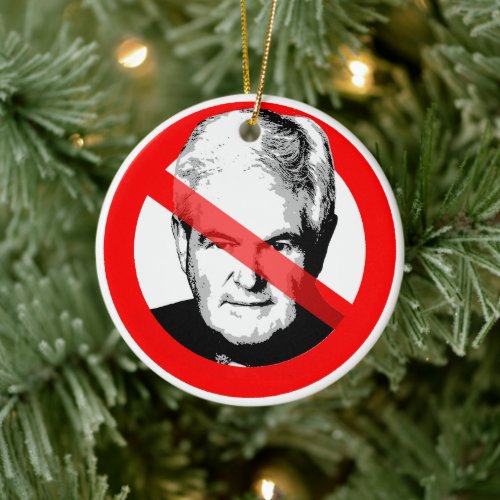 Anti Gingrich Crossed Out Face Ceramic Ornament