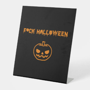 Anti Halloween pumpkin jack-o'-lantern Pedestal Sign