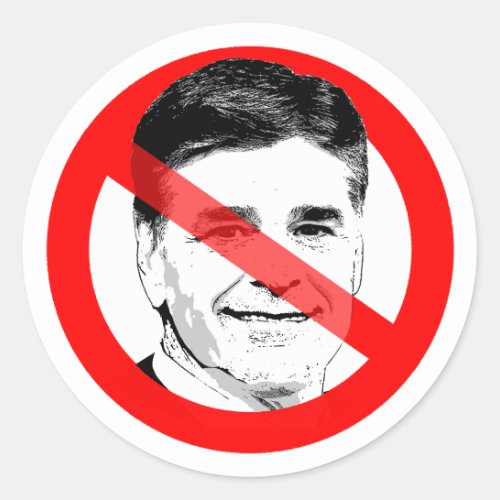 Anti Hannity Crossed Out Face Classic Round Sticker