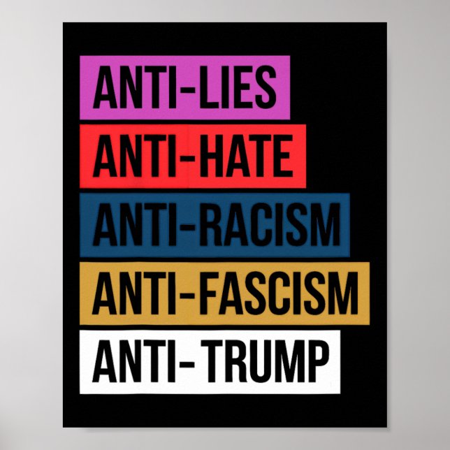 Anti Hate Lies Racism Fascism Resist Protest Trump Poster (Front)