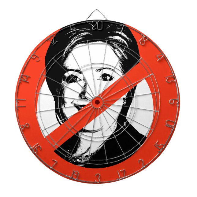 ANTI-HILLARY CLINTON DARTBOARD WITH DARTS (Front)
