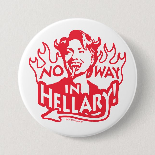 Anti-Hillary Hell Satin Devil Witch Pinback Button (Front)