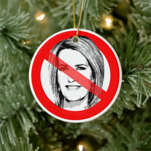 Anti Ingraham Crossed Out Face Ceramic Ornament