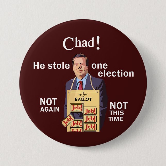 Anti-Jeb Bush 2016 Pinback Button (Front)