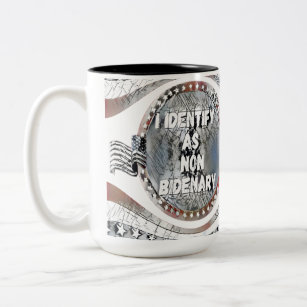 Anti Joe Biden quote, I Identify As Non-Bidenary Two-Tone Coffee Mug