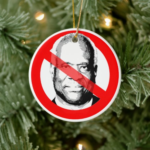 Anti Justice Clarence Thomas Crossed Out Face Ceramic Ornament