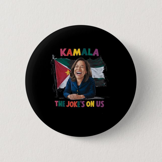 Anti Kamala Harris Palestine Flag  Button (Front)