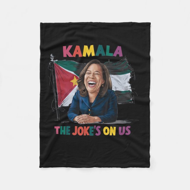 Anti Kamala Harris Palestine Flag  Fleece Blanket (Front)