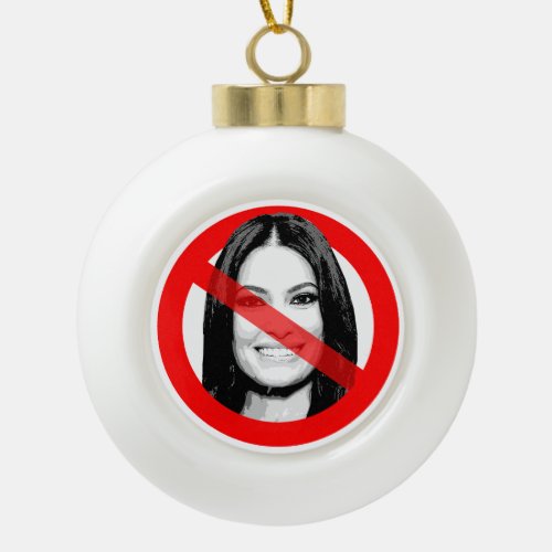Anti Kimberly Guilfoyle Crossed Out Face Ceramic Ball Christmas Ornament