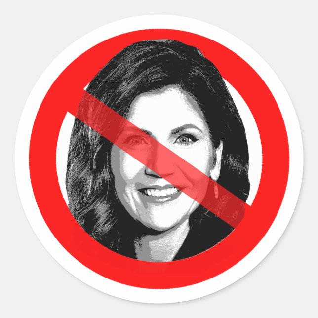 Anti Kristi Noem Crossed Out Face Classic Round Sticker (Front)